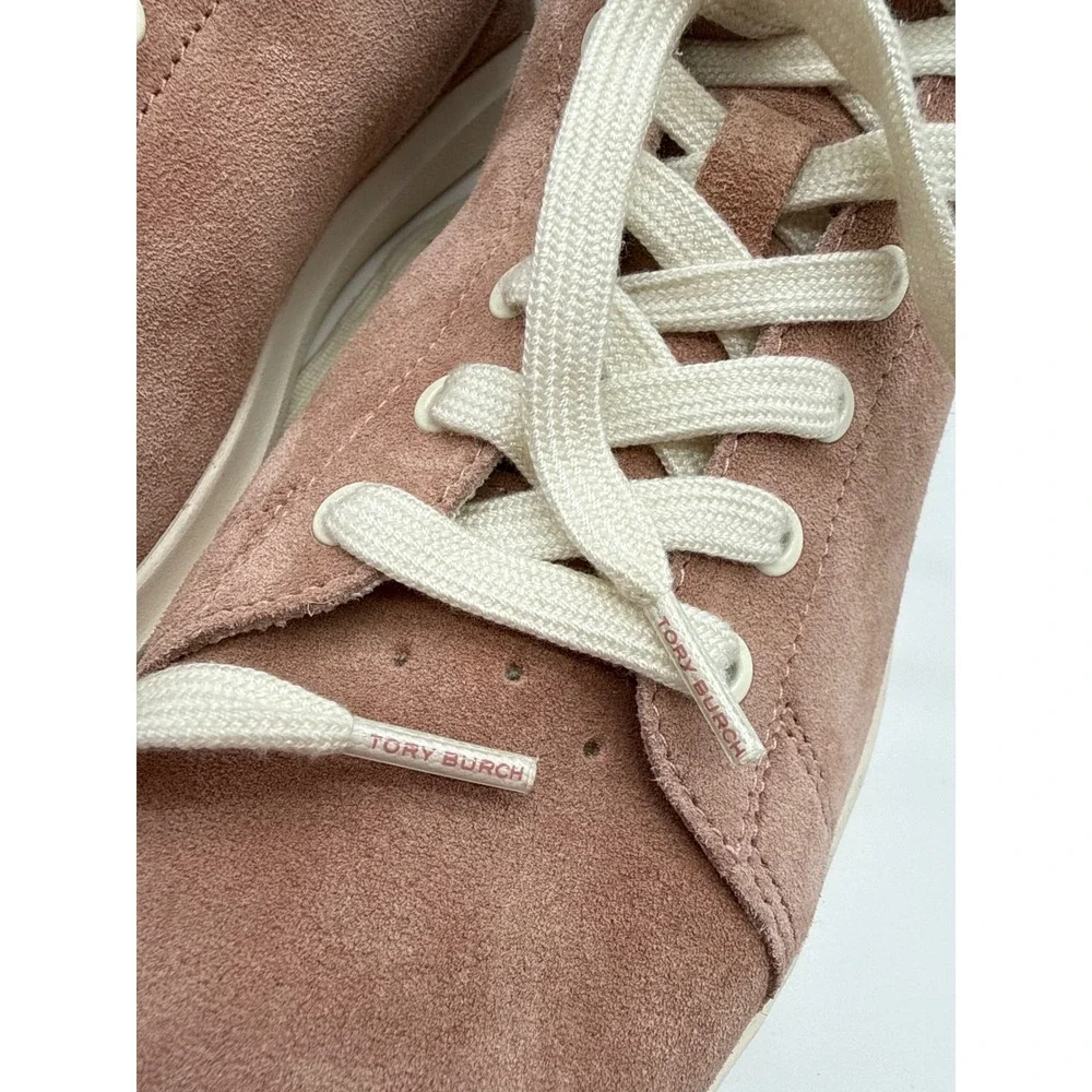 Tory Burch Howell Court Rose Pink Suede Sneakers Womens 11M 12849 Low Top Shoes